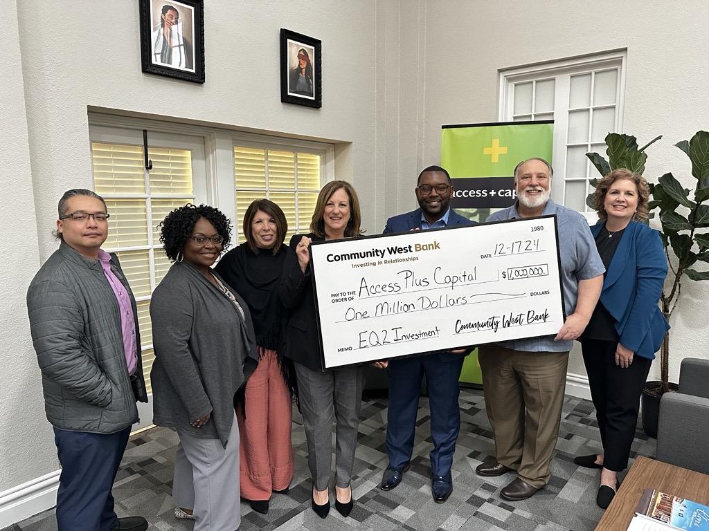 Access Plus Capital and Community Westbank Investment Check